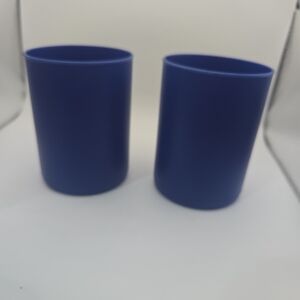 Set of 2 Blue Plastic Pencil Cups Desk Organizer Holder Minimalist Desk Storage